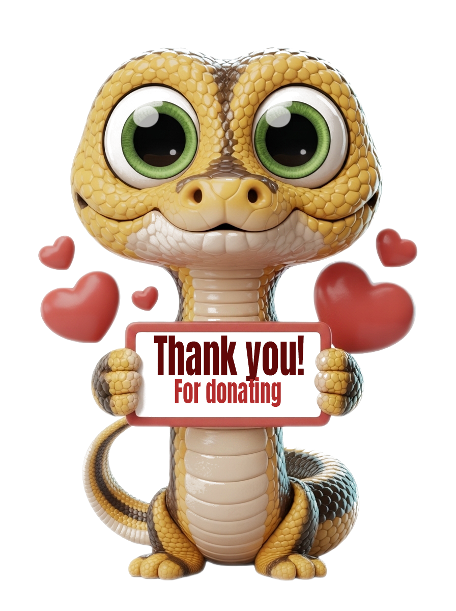 Cute snake holding a thank-you sign